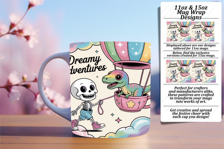 LUXE PNG Mug Wrap Design 15oz , Funny Skeleton