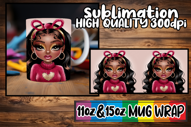 Radiant mornings 11oz 15oz sublimation wrap, Afro Girl
