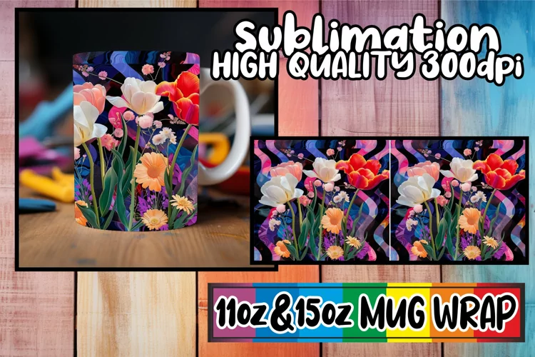 Colorful Flower Pattern Mug Wrap