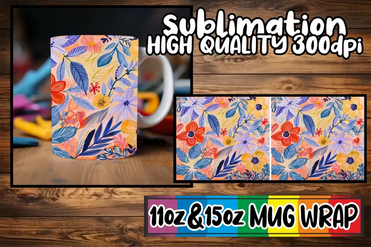 Abstract Design Mug Wrap Sublimation 11oz 15oz Spring