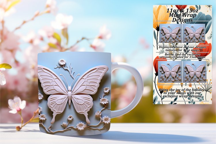 Enchanting Springtime Butterfly Mug Wraps