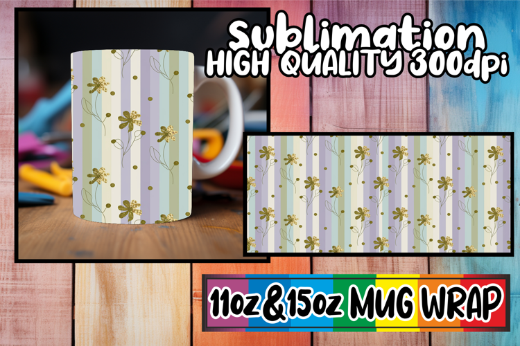 Cheerful memories 11oz 15oz sublimation wrap, Gold Flower