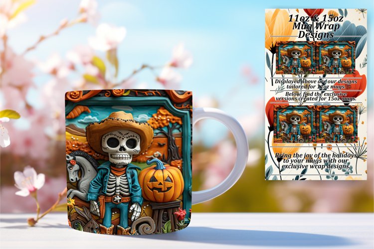 Spooky 3D Halloween Mug Wrap 11oz/15oz Autumn Art