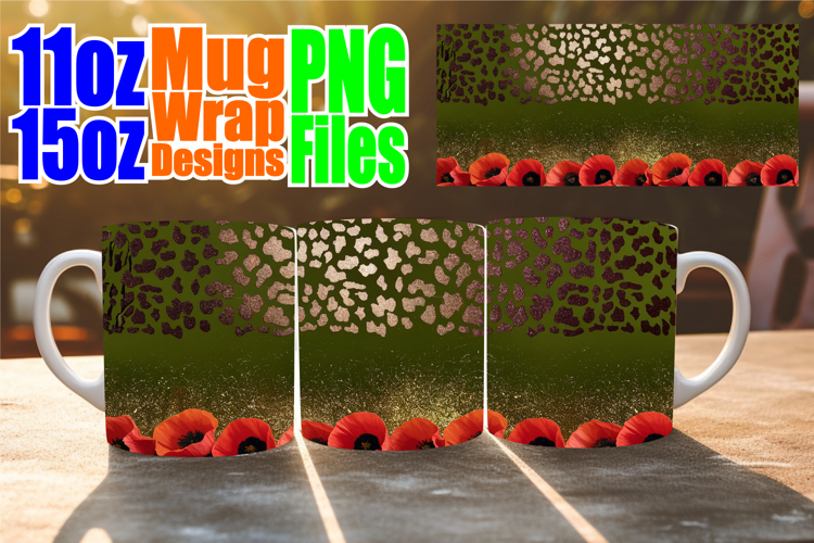 Everyday joy sublimation 11oz 15oz mug wrap, Leopard Prints