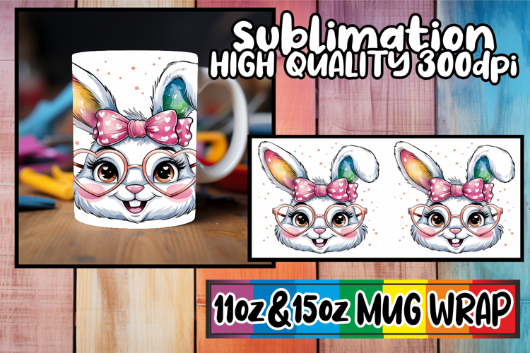 Whimsical nights 11oz 15oz sublimation wrap, Easter Bunny