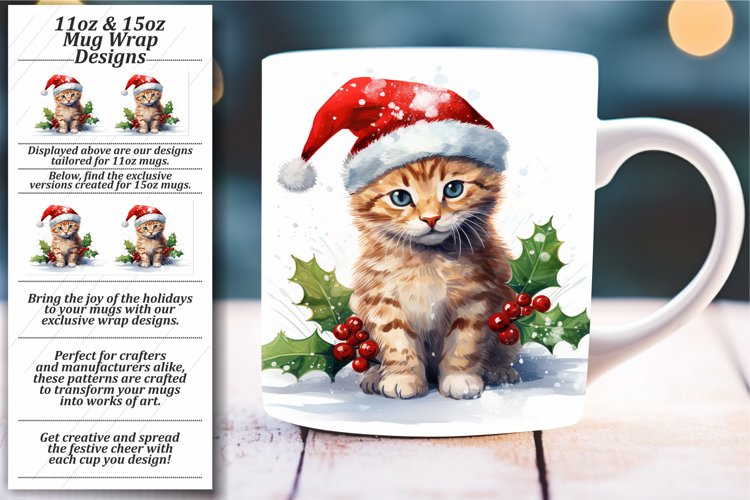 Festive Cat Design Mug Sublimation