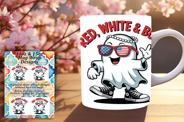 DYNAMIC PNG for 11oz Mug Wrap , Funny Ghost