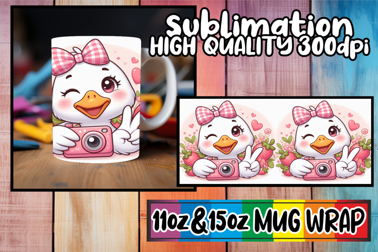 Blissful days 11oz 15oz mug wrap, Cute Goose
