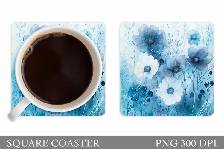 Flowers Coaster Sublimation. Wildflowers Coaster Design