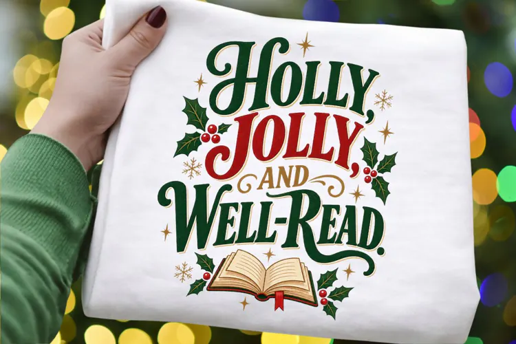 Jolly Jolly and Well-Read Christmas PNG, Book Lover