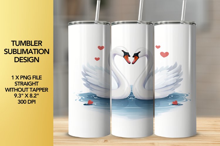 Swans Tumbler Sublimation Design example image 1