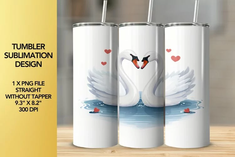 Swans Tumbler Sublimation Design