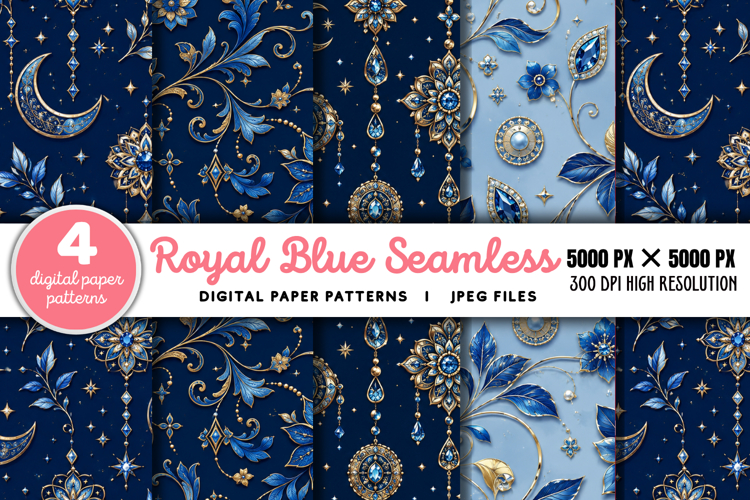 Royal Blue Seamless Digital Paper JPG