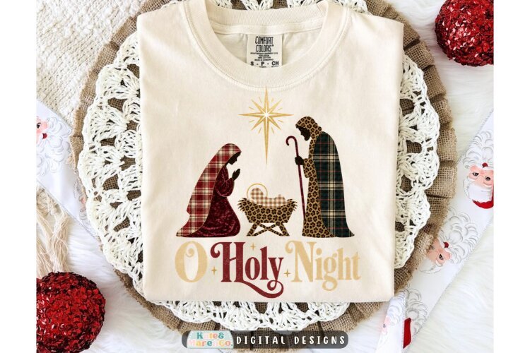 Christmas Manger PNG | O Holy Night Preppy Leopard PNG example image 1