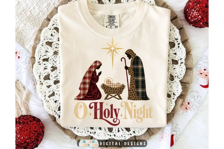 Christmas Manger PNG | O Holy Night Preppy Leopard PNG