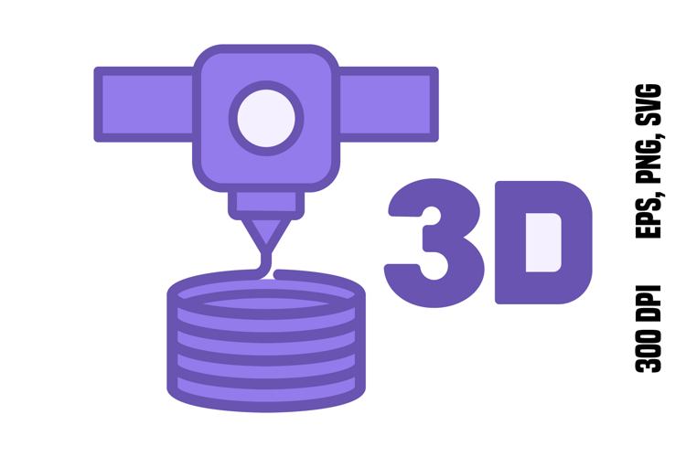 Purple Additive Manufacturing Icon. 3D Print