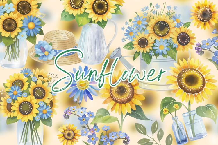 Watercolor Sunflower Clipart