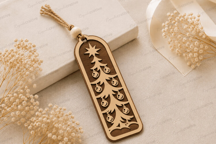 Moon & Hanging Stars Bookmark Laser Cut SVG File moon bookma example image 1