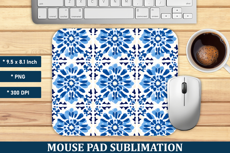 Blue Moroccan Pattern Mouse Pad | Mouse Pad Sublimation