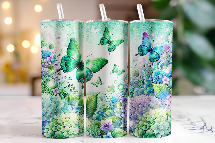 Butterflies Tumbler Wrap | Sublimation | Tumblers example image 1