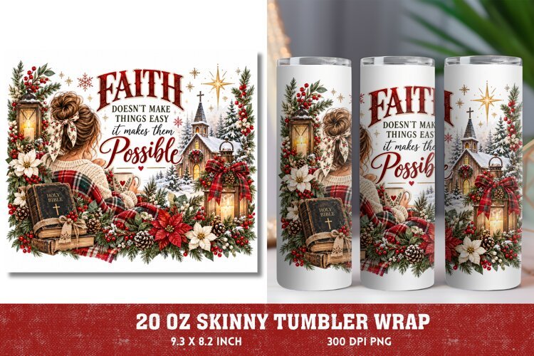 Christmas Joy 20oz Tumbler Wrap, Christian Christmas Dove Tu example image 1