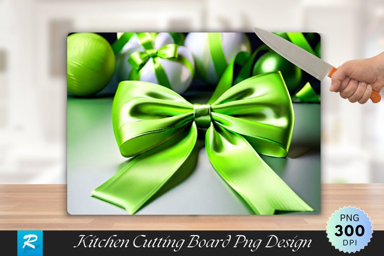 Lime Green Satin Bow Cutting Board Sublimation Design example image 1