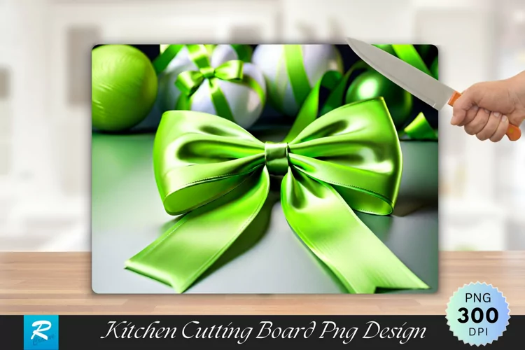 Lime Green Satin Bow Cutting Board Sublimation Design
