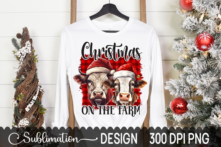Christmas On The Farm Sublimation Design - Christmas Heifer