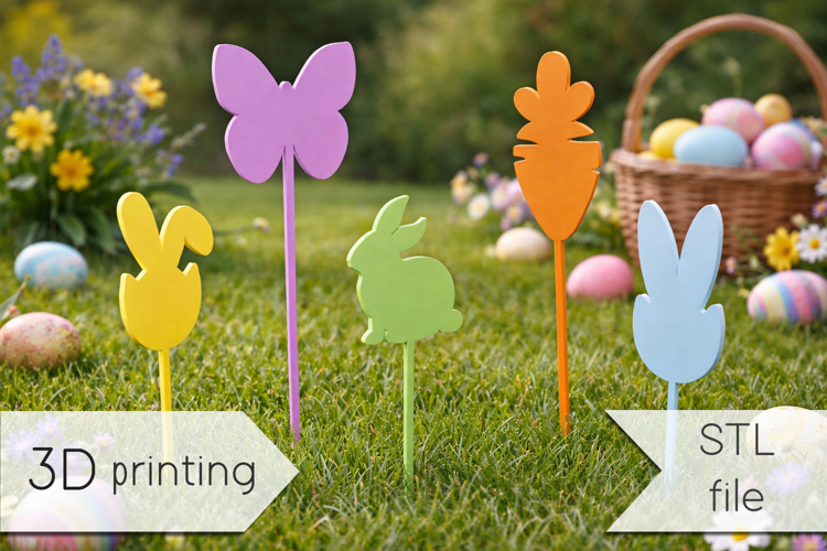 Easter cake topper stl, Kids Easter decoration 3d print