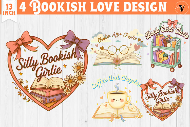 Bookish Sublimation designs | Cute Reading Book Lover png example image 1