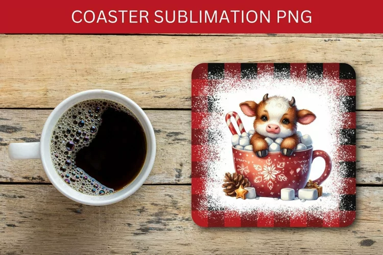 square coaster - cow in the mug