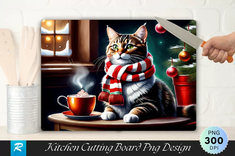 Tabby Cat Cozy Moment Cutting Board Sublimation