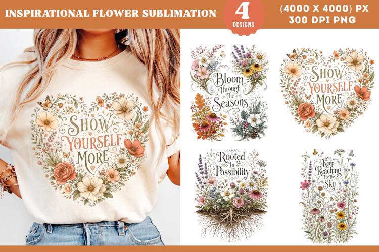 Inspirational Wildflower Quote Sublimation PNG
