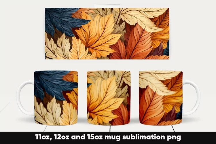 Fall autumn leaves mug wrap sublimation