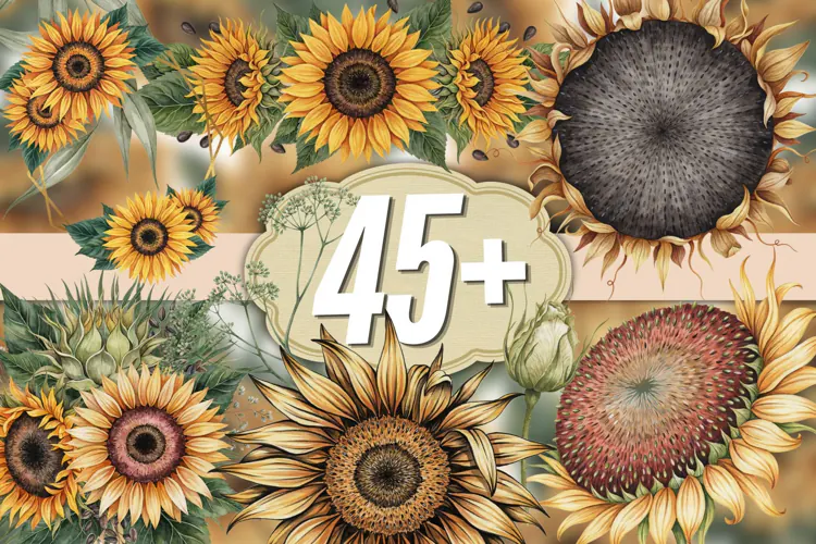 Watercolor Sunflower Clipart PNG