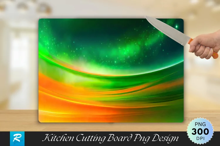 Green And Orange Cutting Board Sublimation Design