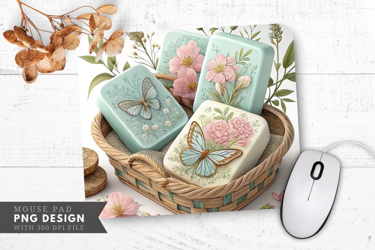 Butterfly Blossom Soap Mouse Pad PNG Design example image 1