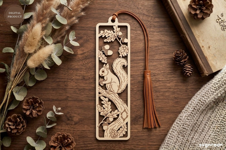 Winter Squirrel Bookmark Laser Cut | Glowforge | SVG