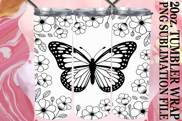 Unique adventures 20oz tumbler wrap, Butterfly