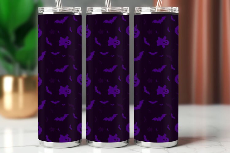 Halloween Tumbler Wrap Seamless Pattern example image 1