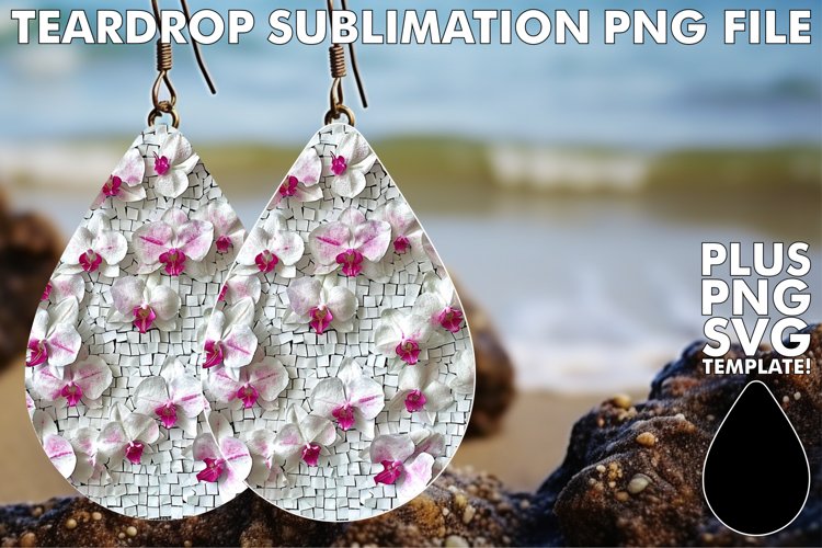 Teardrop Earring Sublimation with Floral Pattern