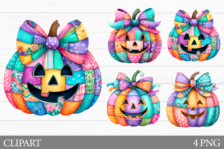 Patchwork Pumpkin Clipart. Halloween Pumpkin Clipart