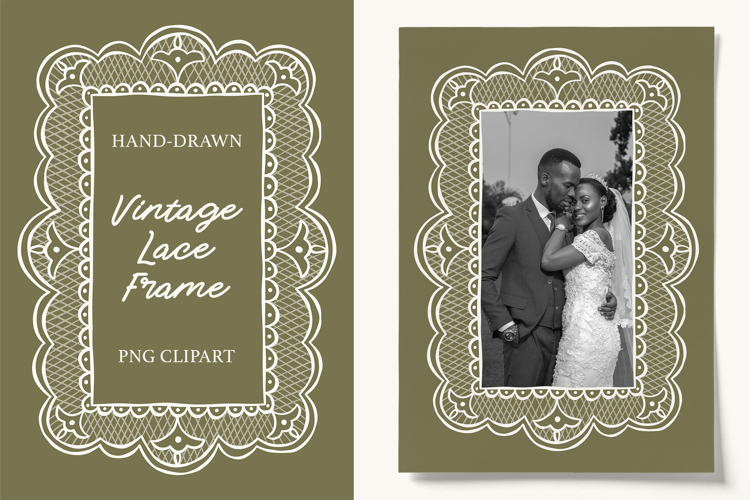 Hand-drawn Lace Frame PNG | Wedding Frame