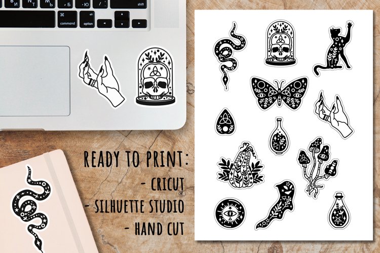 black and white stickers printable design bundles