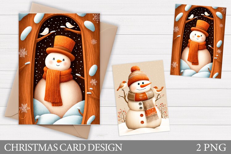 Snowman Card Printable. Christmas Card Design example image 1