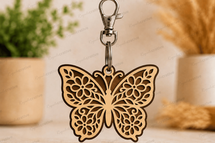 Butterfly Keychain Laser Cut SVG File butterfly keychain svg