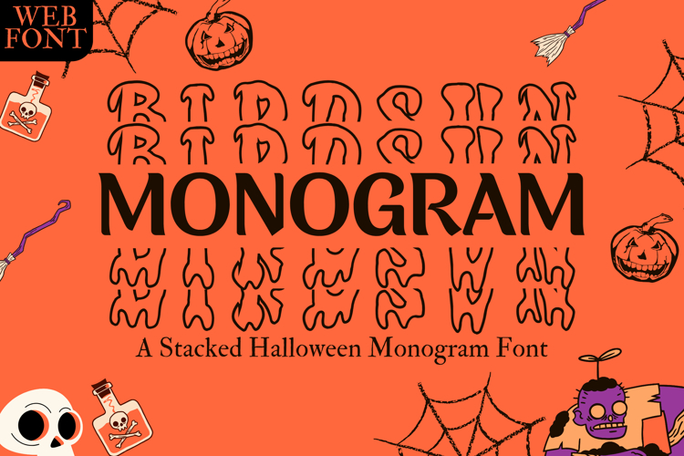 Birdsun Halloween Stacked Monogram Font for Spooky Design