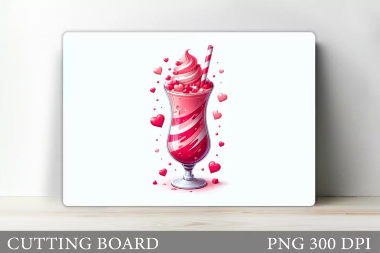 Valentines Drink Cutting Board. Hearts Cutting Board Design