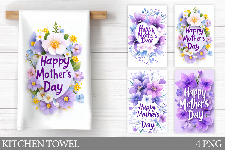 Mother's Day Kitchen Towel. Flowers Kitchen Towel Design