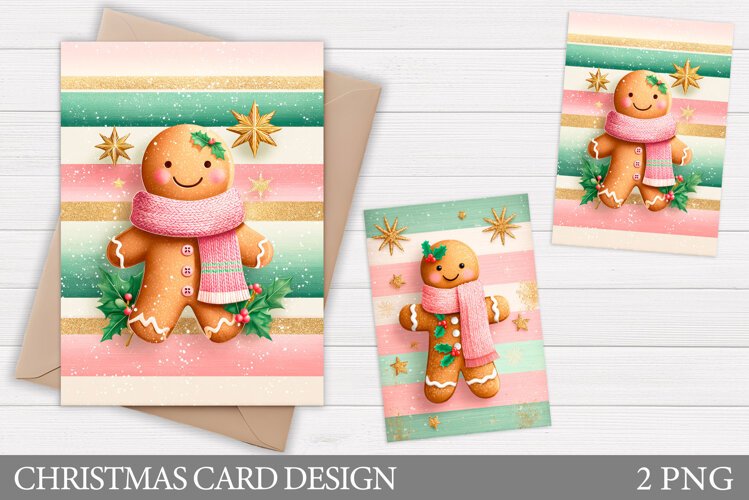 Christmas Gingerbread Card Printable. Christmas Card Design example image 1